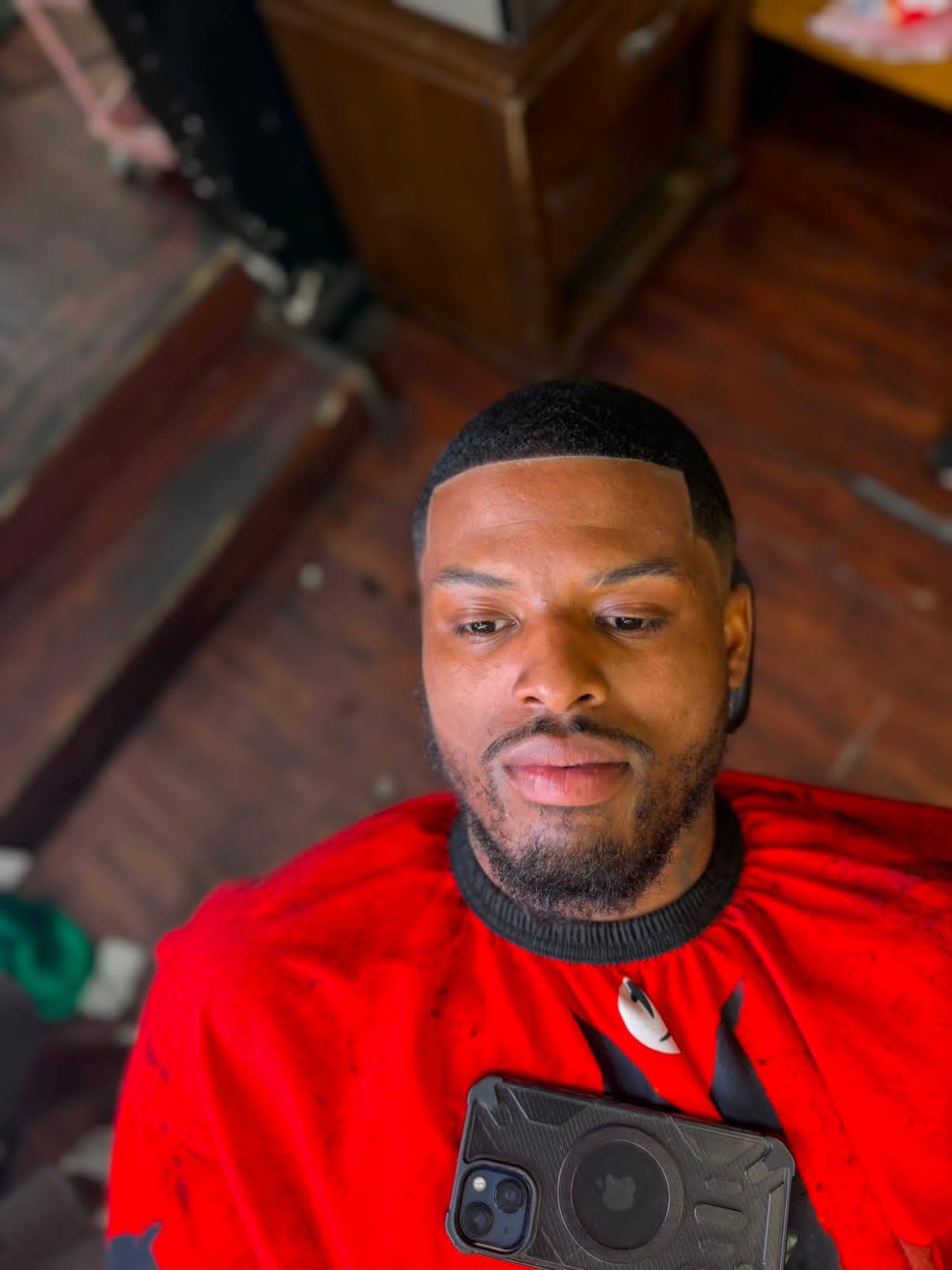 Client fresh off the chair at ZINGCUTZ
